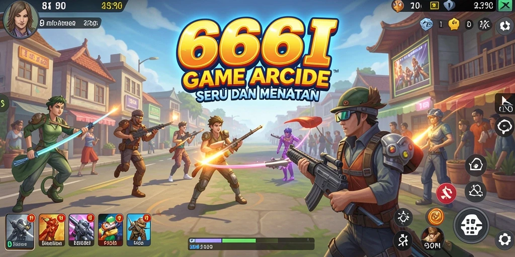 Screenshot gameplay menampilkan aksi seru dalam permainan Arcade 666I.
