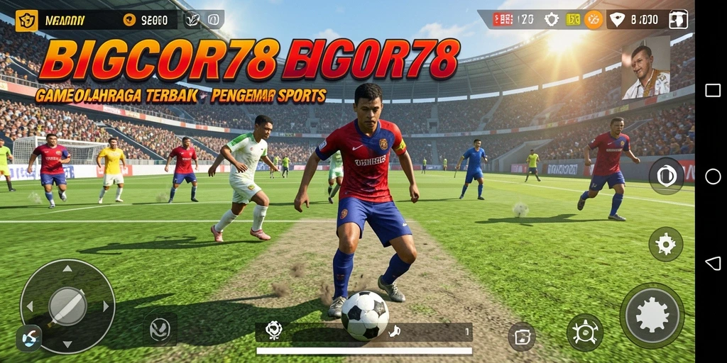 Screenshot menampilkan aksi seru dalam gameplay olahraga yang kompetitif.