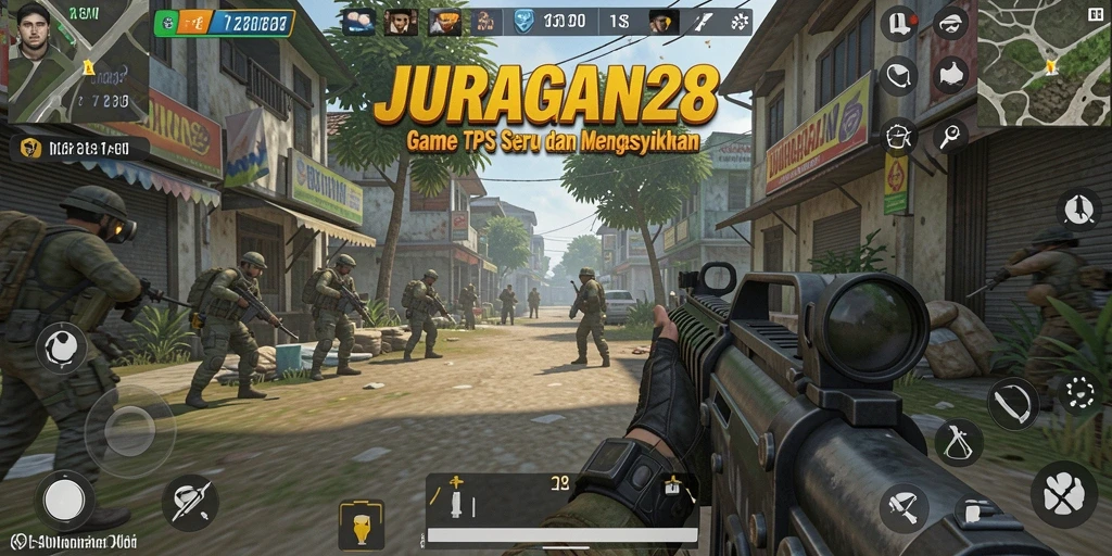 Screenshot gameplay seru dari JURAGAN28 dengan pertempuran intens.