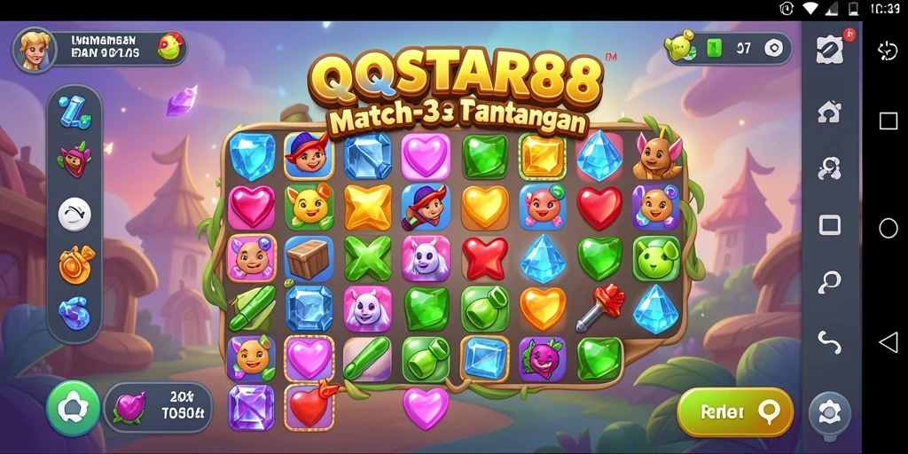 Tangkapan layar gameplay <strong>QQSTAR88</strong> yang menampilkan momen mencocokkan batu permata.