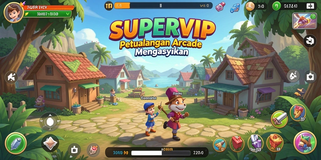 Tangkapan layar gameplay SUPERVIP yang mendebarkan dengan aksi arcade seru.